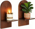 Mid Century Modern Candle Sconces: Set of 2 Walnut Boho Wall Candle