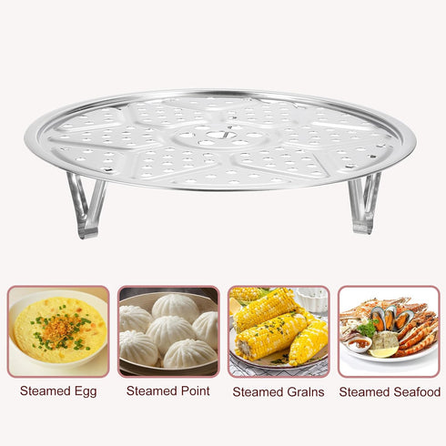 uxcell Stainless Steel Steamer Rack with Stand, 9.5 Inches Pot Steaming Tray for Instant Pressure Cooker