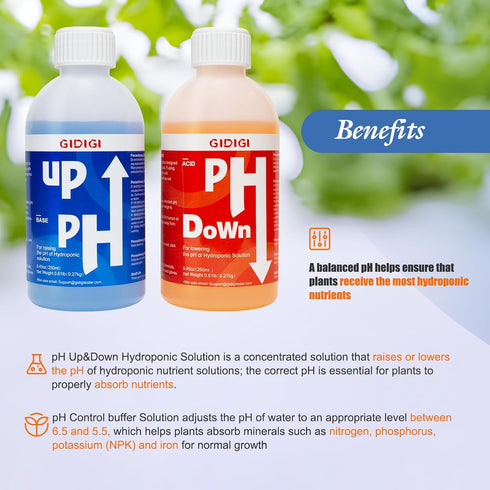 Strips(8.45oz/250ml) Hydroponics pH Up Down Solution pH Control Kit,pH Adjuster for Hydroponic, Aquaponic, Balance