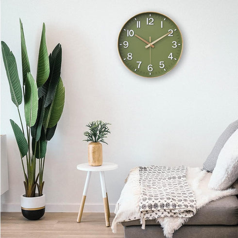 Operated,12 inch HZDHCLH Wall Clocks Battery Silent Non Ticking Modern Wall Clock for Living Room Bedroom Kitchen