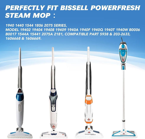 4 Pack 1940, 1806, 1544, 1440 PowerFresh Replacement Steam Mop Pads Compatible with Bissell PowerFresh Steam Mop, Fits