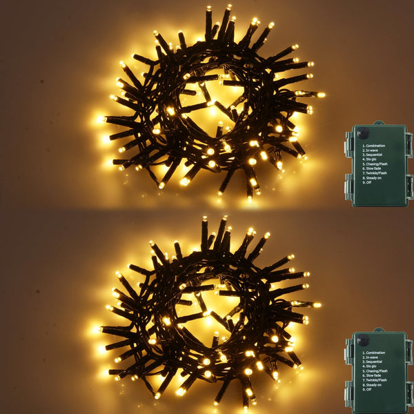 AWQ 2 Pack 10.8FT 120LED Christmas Fairy Lights, Twinkle Light Battery Operated with