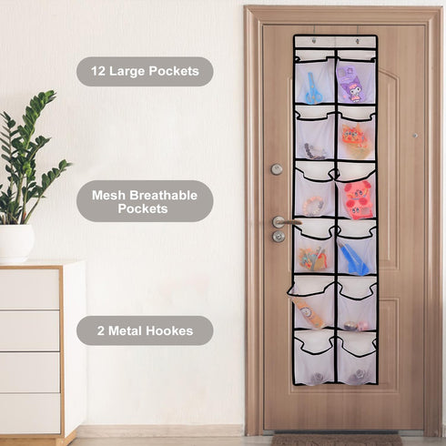 12 Large Pockets Over Door Hanging Shoe Organizer