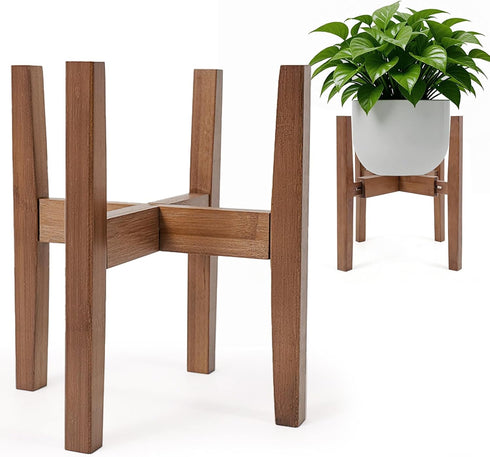 Lissomballon Natural Bamboo Plant Stand Indoor, Adjustable Plant Shelf Indoor Fits 8-12 Inch
