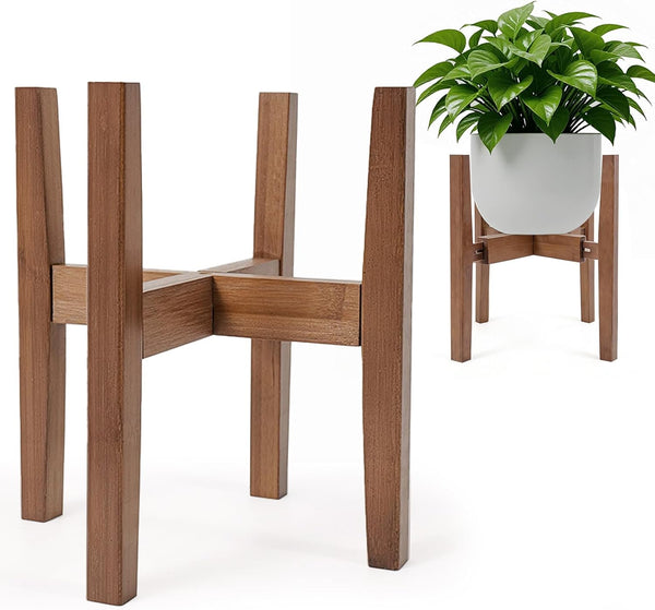 Lissomballon Natural Bamboo Plant Stand Indoor, Adjustable Plant Shelf Indoor Fits 8-12 Inch