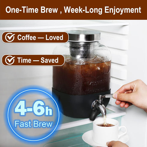 dailybrew 1 Cold Brew Coffee Maker, Gallon Iced Coffee Maker With Stainless Steel Filter, Heavy Duty Glass Cold Brew