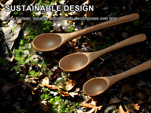 UANJBYO 6 Set 3 (4.9", 5.9", 7.1") Piece Small Wooden Spoons - Premium Beech Wood Spoons in Sizes for Honey, Tea