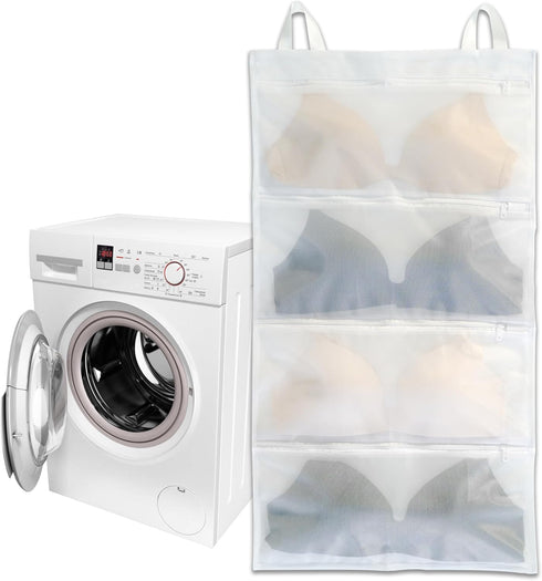Bra laundry bags for washing machine, 1pc, Holds 4 D-H cups sizes, Cleans, Drys, Storage and Dust-proof 4-in-1, Cleans Better Than a Single Laundry Bag