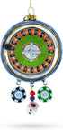 Roulette and Casino Poker Chip Glass Christmas Ornament