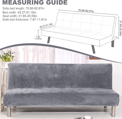 ele ELEOPTION Armless Sofa Slipcover, Stretch Velvet Futon Cover Protector, Modern Simple Folding Couch Cover