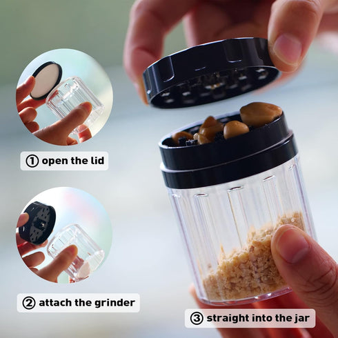 Horns Bee 2.2'' Herb Grinder Containers - Multipurpose Metal Spice Mill with Stash Jar, All-in-One Air Tight Sealable