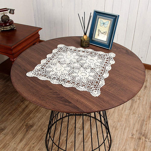 15inch Hsvanyr Handmade Crochet Lace Tablecloth Doilies Placemat Dining Room Mats Nightstand Cover