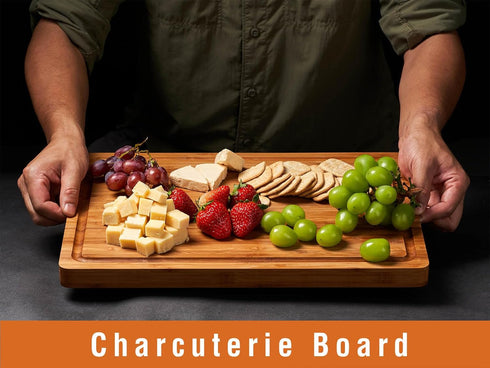 Bamboo Cutting Boards for Kitchen, 1" Extra Thick Butcher Block, Heavy Duty Wooden Chopping Block