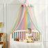 LOAOL Bed Canopy for Kids - Fairy Dream Canopy Bed Curtains with Rainbow Color Hanging Net, Pink Round Dome