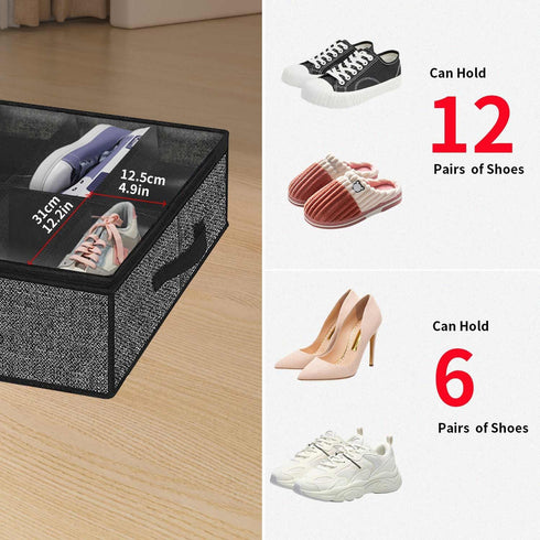 Onlyeasy Sturdy Under Bed Shoe Storage Organizer, Set of 2 for 12 to 24 Pairs with Clear Window