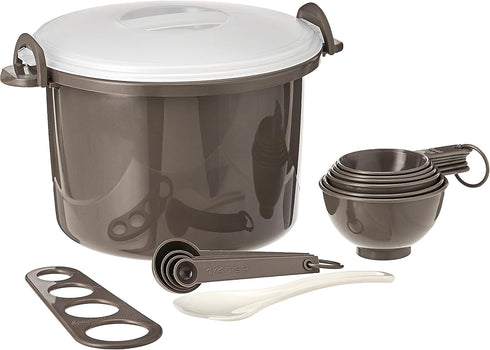 Prep Solutions 17 Piece Set Microwaveable Rice and Pasta Cooker, 12 Cup Capacity with Locking Lid