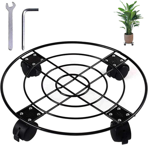 Homeyi Plant Caddy with Wheels Heavy Duty Metal Iron Large Potted Plant Stand