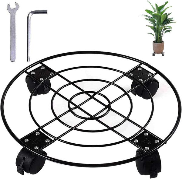 Homeyi Plant Caddy with Wheels Heavy Duty Metal Iron Large Potted Plant Stand