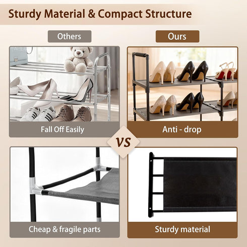 Gmrithaf 5 Closet,Entryway,Dorm,Garage,Corridor, 33.8" 5 Shoe Rack - Tier Shoe Organizer Storage Rack with Metal Tubes