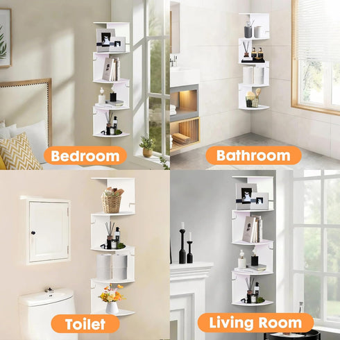 5 7.87 7.87 33.46 INCHES ShellKingdom Corner Shelf Wall Mount, Tier Corner Bookshelf, Floating Display Shelves