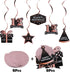 LINGTEER Happy 12th Birthday Decorations - 12 Pcs Black & Rose Gold Swirls Streamer Set for Twelve Years Old Bday