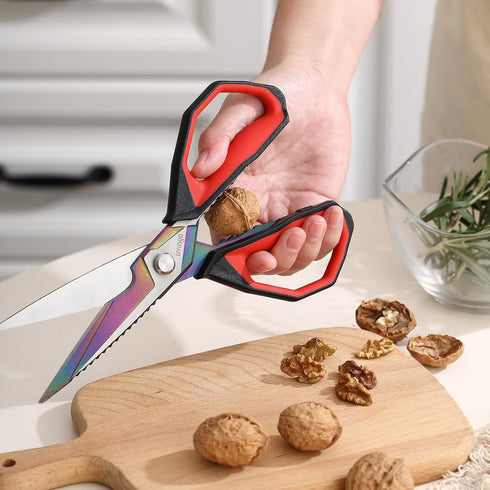 LIVINGO Sharp Kitchen Scissors for Food, Titanium Coated Forged Stainless Steel Heavy Duty Shears, 9 Inches