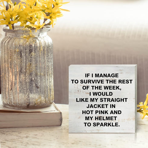 I Match Energies Wooden Box Sign - Funny Desk Decor 5 x 5 Inch Rustic Home Office Box Sign