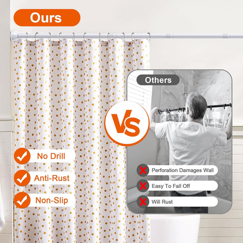 TEECK Shower Curtain Rod, 32-79 inch Adjustable Tension Spring, 1 Inch Anti-Slip, Rust-Proof, No Drilling for Bathroom,
