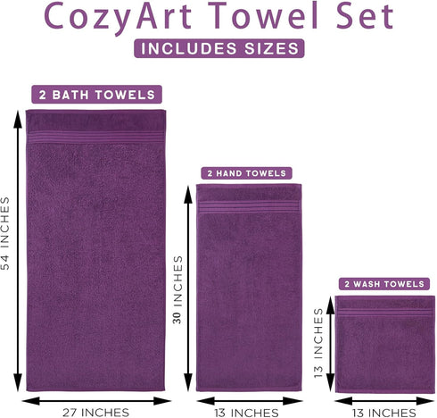 COZYART Set, Set 3 1 1 1 650 Luxury Purple Bath Towels Turkish Cotton Hotel Large Towels for Bathroom, Thick Bathroom