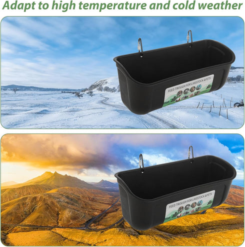 6 5 PCS Black Goat Feeder Hanging Pig Feeder with Clips Quart Chicken Feeder Trough Poultry Feeder Hanging Goat Mineral