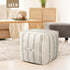 18"x18"x18", AELS Unstuffed Farmhouse Pouf Cover for Living Room, Boho Storage Bean Bag Cubes, Beige with Black Stitch