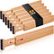 Fabsome Drawer Divider 6 Pack, Adjustable Bamboo Kitchen Organizers 17''-22'', Wooden Dresser Separators for Nursery