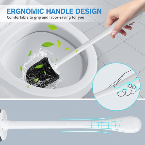 uptronic Toilet Brush and Holder 2 Pack - Ventilated Holder with Long Handle for Bathroom Cleaning