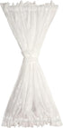 White French Door Curtain, Floral Rose Knitted Semi-Sheer Window Voile Rod Pocket Lace Treatment 1 Panel