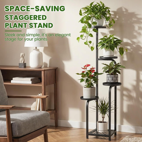 5 TOSKING Tier Tall Plant Stand Indoor Outdoor,Anti-Tip Plant Stand indoor, Wide Base for Pots, Child and Pet