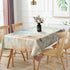 52x70 Inches Mid Century Tablecloth, Yellow and Blue Abstract Modern Art, Spill Proof Fabric Table Cover for Home