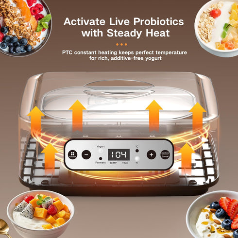 Hofenta 1.7 9 Quart Yogurt Maker with Stainless Steel Bowl, Glass Jars, Digital Timer, Temperature Control, BPA-Free
