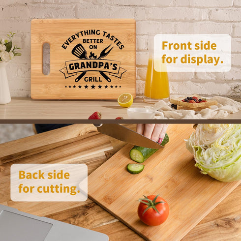 Personalized Bamboo Cutting Board Gift for Grandpa, Best Birthday Gifts for Grandfather Papa, Cool Fathers Day Gifts