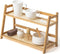 Yalikop 1 Pcs 2 Tier Matcha Station Shelf Bamboo Coffee Mug Stand
