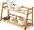 Yalikop 1 Pcs 2 Tier Matcha Station Shelf Bamboo Coffee Mug Stand
