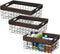 Set of 3 Metal Wire Baskets, Organizing Wood Top with Handles, Storage Organizer for Kitchen Cabinets, Pantry, Laundry