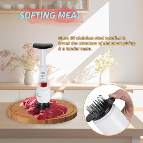 Stainless Steel Marinade Meat Injector, Tenderizer Needle Flavor Syringe for Cooking Meat, Poultry, BBQ