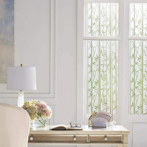 Finnez Bamboo Frosted Window Film for Privacy, Perfect for Bathroom Livingroom and Office (17.5" x 78.7")