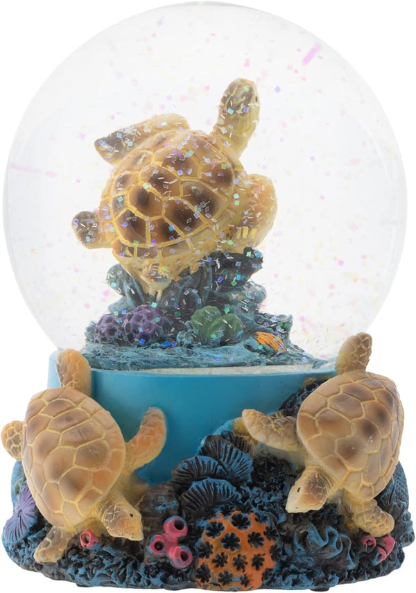 Elanze Designs Coral Reef Sea Turtles 100MM Wind Up Musical Glitter Water Snow Globe Decoration