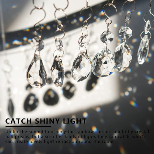 Decor(Clear,12pcs) kanpura Crystal Chandelier Prisms,Crystal Sun Catcher Kit,Rainbow Hanging Crystals Suncatcher