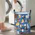 Cute Dogs Blue Round Laundry Hamper, Storage Basket for Toys, Clothes Organizer Bin for Home