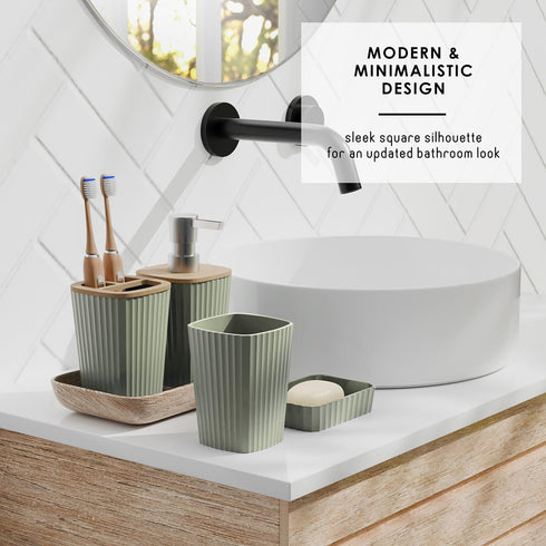 Set Set, 6PC Set, Sets Clara Clark Bathroom - Sage Green Bathroom Accessories Bathroom Accessory Bathroom with Toilet