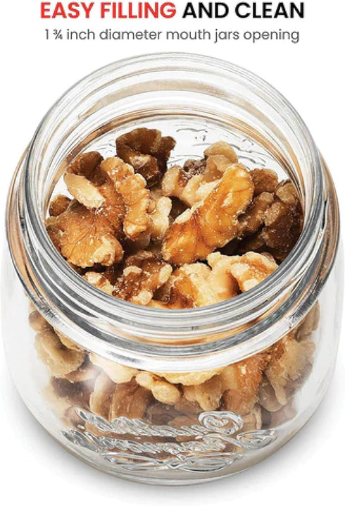 Bormioli Rocco Quattro Stagioni Set of 4 Clear Airtight Mason Jars, 8.5 Oz, Made from BPA Free Durable Glass