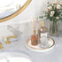 HGF Bathroom Vanity Tray, 10 Inch Lightweight Metal Round Decorative Tray for Kitchen Counter, White Brushed Gold