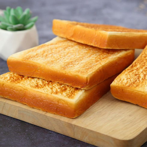 2PCS 4.33 Inches Artificial Simulation Bread Fake Toast Slice Lifelike Toast Faux Bread Realistic Food Model for Home